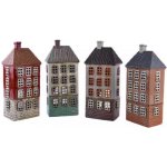 Ego Dekor Keramický domeček na čajovou svíčku VILLACH, svícen DOMEČEK NA NÁMĚSTÍ, barva: šedá/hnědo-růžová/bílá/červená, výška: 26cm|MyScandi - hnědo-narůžovělá – Sleviste.cz