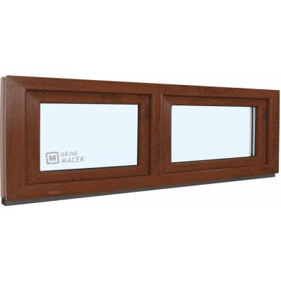 KNIPPING Plastové okno - 70 AD, 2400x600 mm, S/S, ořech Sklo: ornamentální (kůra čirá), Barva, imitace: ořech/bílá (jednostranně) – Sleviste.cz