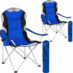 TECTAKE Zahradní a kempingová židle polstrovaná modrá 2x