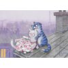 Lovely Cards Pohlednice Modré kočky - Romantika na střeše
