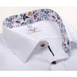 Marvelis Modern Fit košile s barevným květovaným vnitřním límcem a manžetou bílá – Sleviste.cz