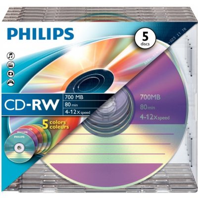 Philips CD-RW 700 MB 4-12x, slim, 5ks (CW7D2CC05/00)