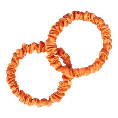 Pilō Silk Hair Ties Pop of Orange Slim 100% hedvábné gumičky do vlasů 2 ks