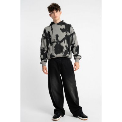 Reporter Young Chlapecké černé džíny s volným střihem BAGGY a moderním ozdobným přívěskem ČERNÁ – Zboží Dáma