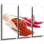 Obraz 3D třídílný - 105 x 70 cm - milled red chili pepper isolated on white mleté ??červené chilli papričky izolovaných na bílém – Zbozi.Blesk.cz