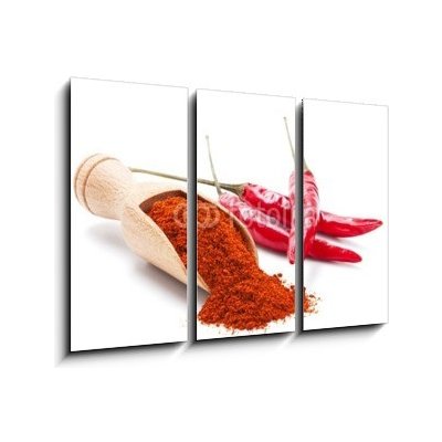 Obraz 3D třídílný - 105 x 70 cm - milled red chili pepper isolated on white mleté ??červené chilli papričky izolovaných na bílém – Zbozi.Blesk.cz