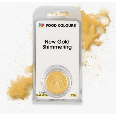 Food Colours Jedlá prachová perleťová barva New Gold Shimmering 2,5 g Zlatá – Zboží Dáma