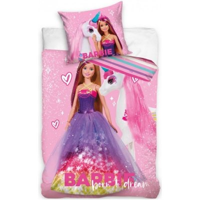 Carbotex bavlna povlečení Barbie a jednorožec 100% bavlna 70x90 140x200 – Zbozi.Blesk.cz