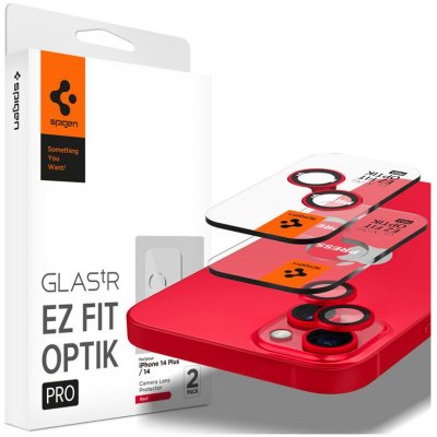Spigen Glass EZ Fit Optik Pro 2 Pack Red iPhone 14/iPhone 14 Plus AGL05605 – Zboží Mobilmania