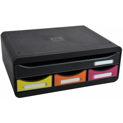 Exacompta A4+ box nízký 4 zásuvky černý / barevný – Zboží Mobilmania