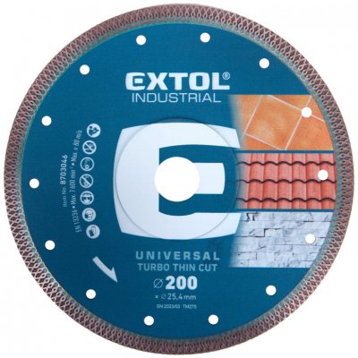 EXTOL INDUSTRIAL kotouč diamantový řezný, turbo Thin Cut, suché i mokré řezání, O 200x25,4x2mm – Sleviste.cz