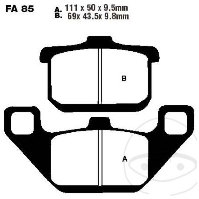 Přední a zadní brzdové destičky polosinterované EBC FA085V pro Kawasaki ZX, ZL, Z, VN-15, VN, GTR, GPZ, EN, EL