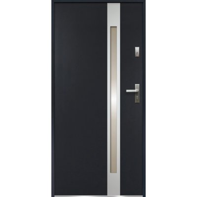 O.K. Doors Ocelové vchodové dveře TEMIDAS, P55, antracitové/inox, 90 L – Zboží Mobilmania