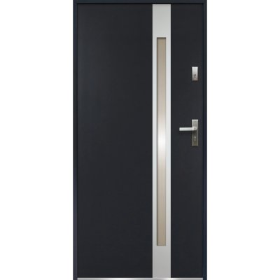 O.K. Doors Ocelové vchodové dveře TEMIDAS, P55, antracitové/inox, 90 L – Hledejceny.cz