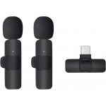 Techsuit - 2 balení Lavalier Wireless XtreamMic LW2 - s přijímačem, konektor Type-C, pro telefony Plug & Play, klip na obojek - černý – Zboží Živě
