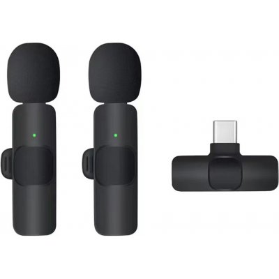 Techsuit - 2 balení Lavalier Wireless XtreamMic LW2 - s přijímačem, konektor Type-C, pro telefony Plug & Play, klip na obojek - černý – Zboží Živě