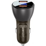 Acefast – Car Charger (B7) autonabíječka 2× USB 45W dual rychlé nabíjení s LED digitálním displejem – transparentní černá – Zboží Živě
