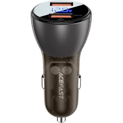 Acefast – Car Charger (B7) autonabíječka 2× USB 45W dual rychlé nabíjení s LED digitálním displejem – transparentní černá – Zboží Živě