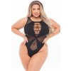 Dámské erotické body Duches Highneck Plus size body - černé