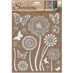 Anděl 10190 Samolepky na zeď bílé květiny s glitry 35 x 27,5 cm – Zboží Mobilmania