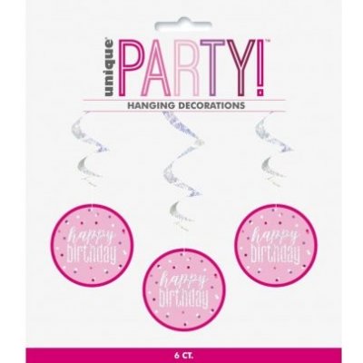 Unique Papírové závěsné serpentýny Glitz růžové HB 81cm 6ks – Sleviste.cz