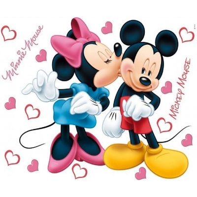 DECOFUN Maxi nálepka na zeď Mickey a Minnie love rozměry 65 x 85 cm