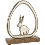 Stříbrná antik dekorace králík na podstavci - 19*4*24 cm - J-Line by Jolipa – Hledejceny.cz