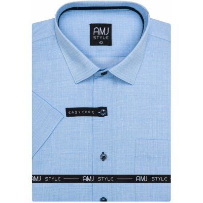 AMJ pánská košile krátký rukáv regular fit světle modá s bílými tečkami VKR1234