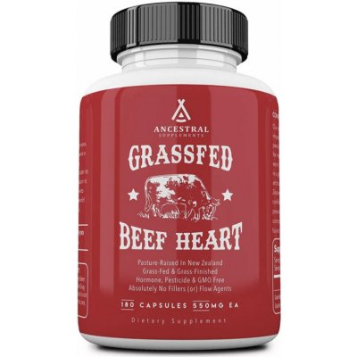 Ancestral Supplements, Grass-fed Beef Heart, Hovězí srdce v Grass-fed kvalitě, 180 kapslí, 30 dávek
