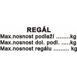 Regál-max.nosnost podlaží...kg Max.nosnost dol.podl..kg Max.nosnost regálu...kg | Samolepka, 10x3 cm – Sleviste.cz