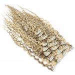 Clip in kudrnaté vlasy 100% lidské REMY 50cm platina/světle hnědá – Sleviste.cz