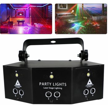 Gofarfar RGB DMX LED laser 9 očí Laserový dálkový projektor Stage Light DJ Party Lights Bezdrátová světla strany