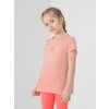 Dětské tričko dívčí tréninkové tričko s krátkým rukávem 4F girls FUNCTIONAL t-shirt JTSDF001-64N-SALMON CORAL NEON