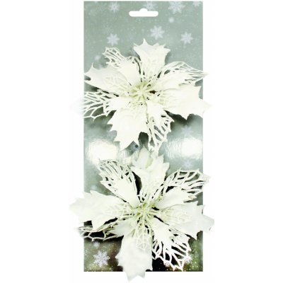 Anděl Poinsettie bílá 14 cm 2 ks na klipu – Hledejceny.cz