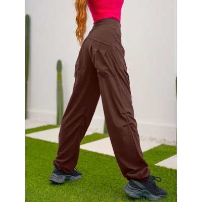 NEYWER Dámské funkční elastické sportovní kalhoty hnědé EK938 – Zboží Dáma