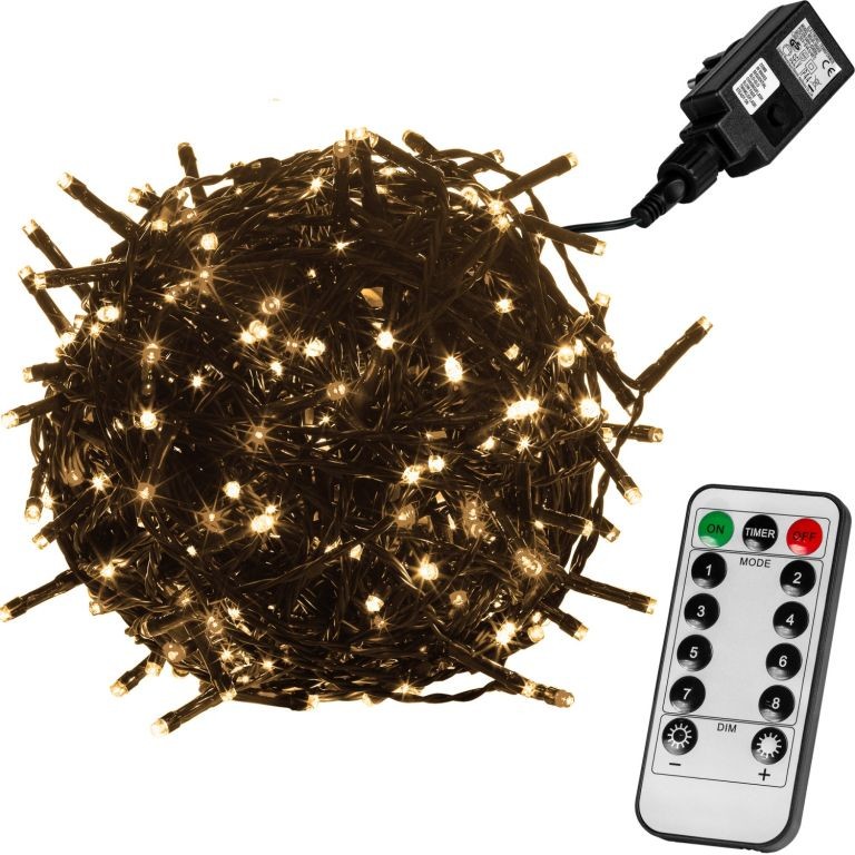 Voltronic 59747 Vánoční LED osvětlení 40 m teple bílá 400 LED + ovladač zelený kabel