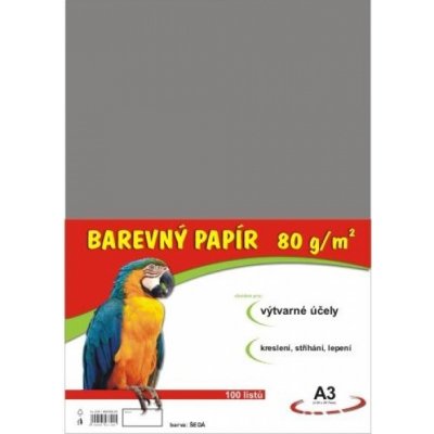 Barevný papír A3 80 g 100 ks šedý – Zboží Dáma