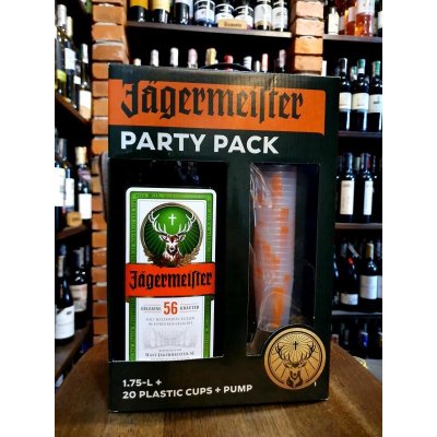Jägermeister Party Pack 35% 1,75 l (dárkové balení plastové panáky) – Zboží Mobilmania