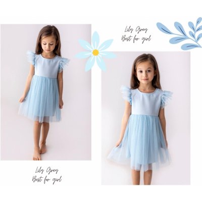 Lily Grey tylové šaty modré – Zboží Dáma