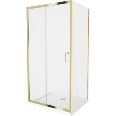MEXEN/S Apia Sprchový kout 90x80, transparent, zlato + vanička se sifonem 840-090-080-50-00-4010G – Zbozi.Blesk.cz