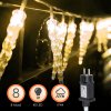 Vánoční osvětlení Jiubiaz 40 LED Icicle Houses Light Curtain Ice Rain Light Chain Bed Dance Hall Warm Bílá