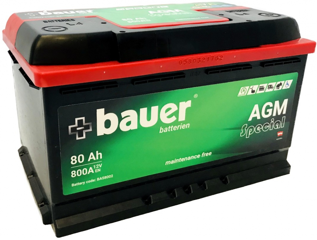 Bauer AGM 12V 80Ah 800A BA58002
