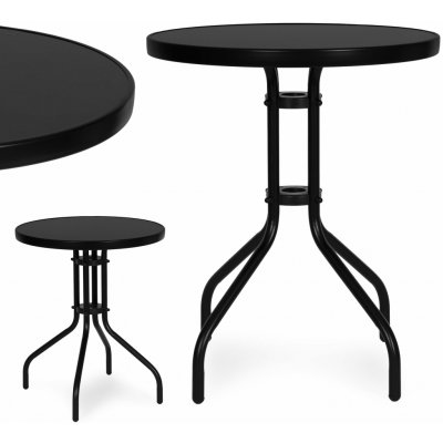 MultiGarden SC-070-1 kulatý skleněný zahradní stolek 60 cm černý – Hledejceny.cz