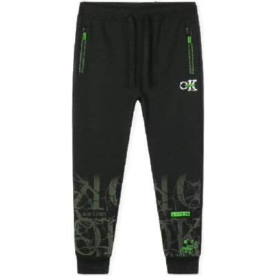 Chlapecké bavlněné tepláky S POTISKEM Černozelené – Sleviste.cz
