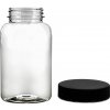 Pilulka Plastová lahvička, lékovka čirá s černým uzávěrem 150 ml