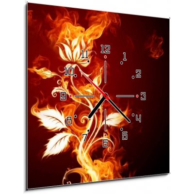 Obraz s hodinami 1D - 50 x 50 cm - Fire rose Oheň vzrostl – Zboží Mobilmania