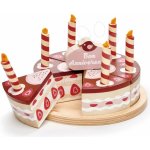 Leaf Toys Tender Chocolate Birthday Cake dřevěný čokoládový dort 6 kousků se 6 svíčkami na talíři – Sleviste.cz