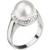 Prsteny Evolution Group Stříbrný perlový prsten s krystaly Swarovski London Style 35021.1 crystal