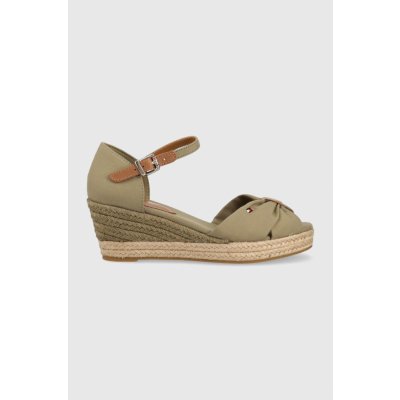 Tommy Hilfiger Sandály BASIC OPEN TOE MID WEDGE Zelená – Zboží Mobilmania