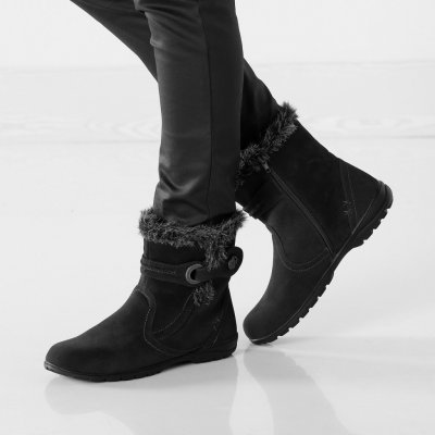 Blancheporte kotníkové boty s lemem v kožešinovém vzhledu černá – Zboží Mobilmania